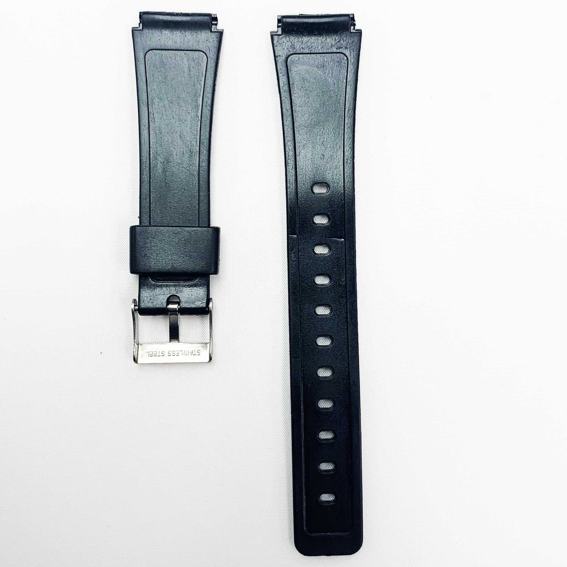 18MM PVC Plastic Watch Band Black Thin Plain for Casio Timex Seiko Citizen Iron Man Watches - Universal Jewelers & Watch Tools Inc.