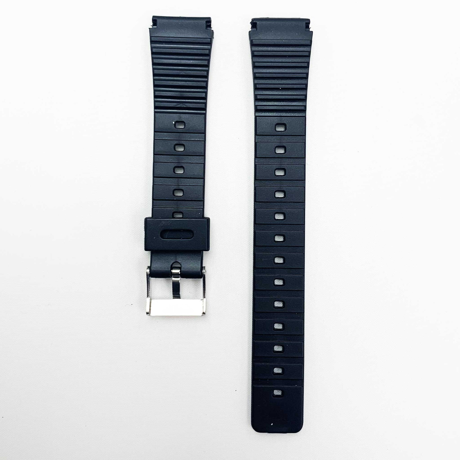 18MM PVC Plastic Watch Band Black for Casio Timex Seiko Citizen Iron Man Watches - Universal Jewelers & Watch Tools Inc.