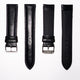 Genuine Leather Watch Band, Black Padded, Plain, Purple Stitches, 19MM and 20MM , Regular Size, Stainless Steel Silver Buckle - Universal Jewelers & Watch Tools Inc.
