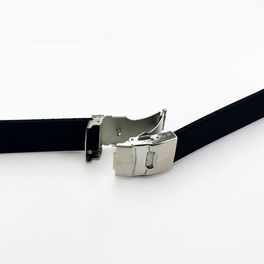 20 MM Special Curve Black Color Silicone Deployant Buckle Regular Size Watch Strap Steel - Universal Jewelers & Watch Tools Inc.