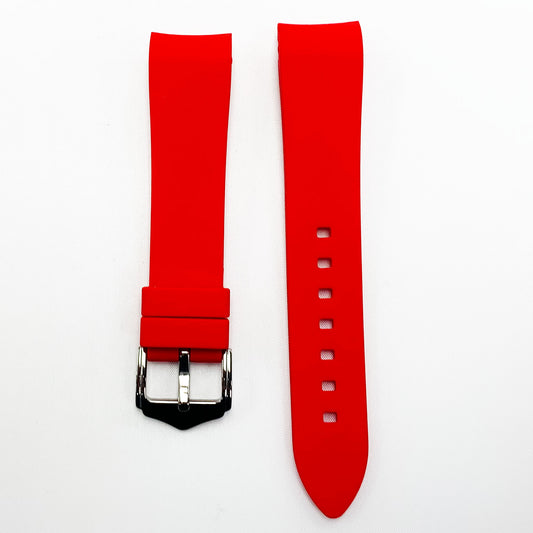 20 MM Special Curve Red Color Silicone Quick Release Regular Size Watch Strap Steel HR - Universal Jewelers & Watch Tools Inc.