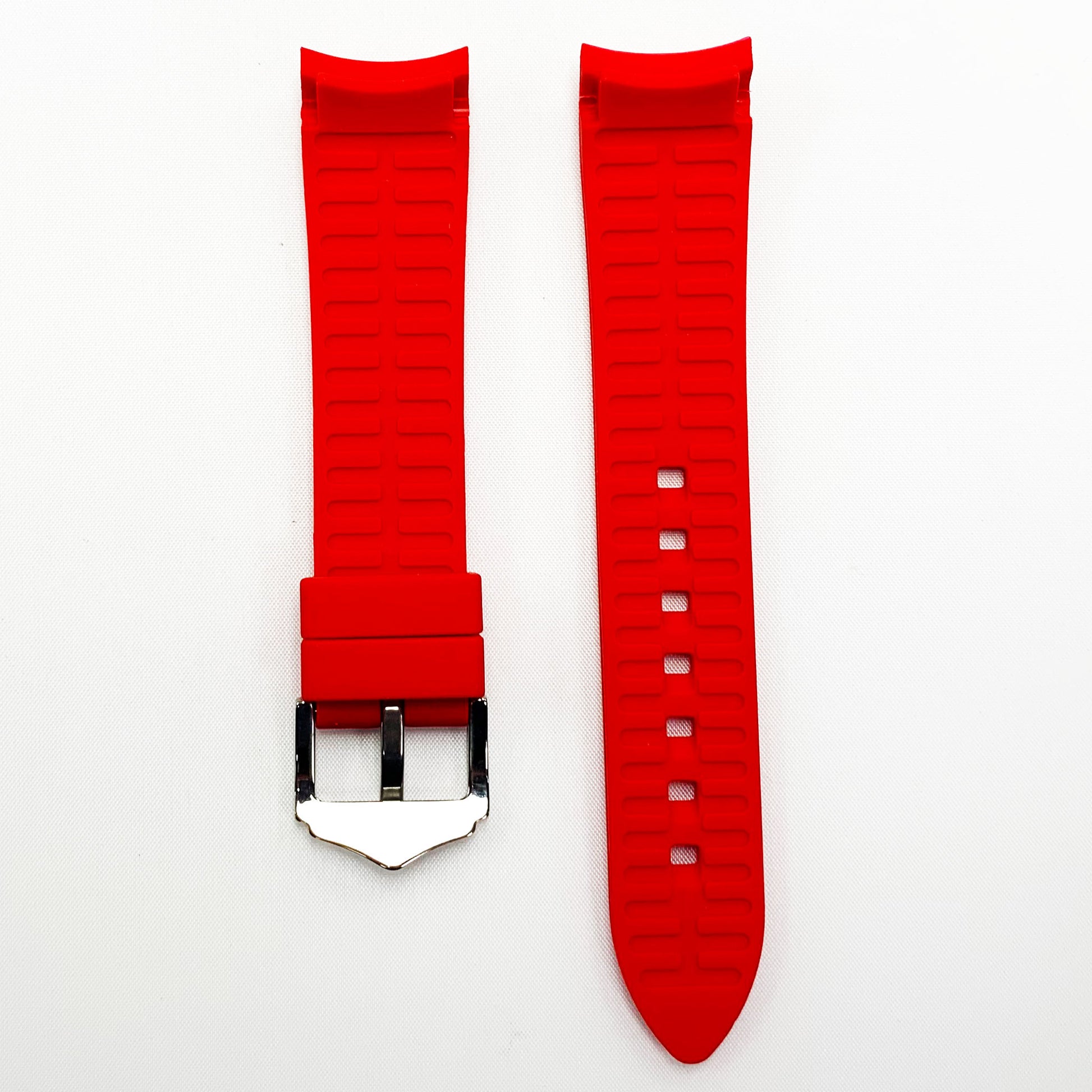 20 MM Special Curve Red Color Silicone Quick Release Regular Size Watch Strap Steel HR - Universal Jewelers & Watch Tools Inc.