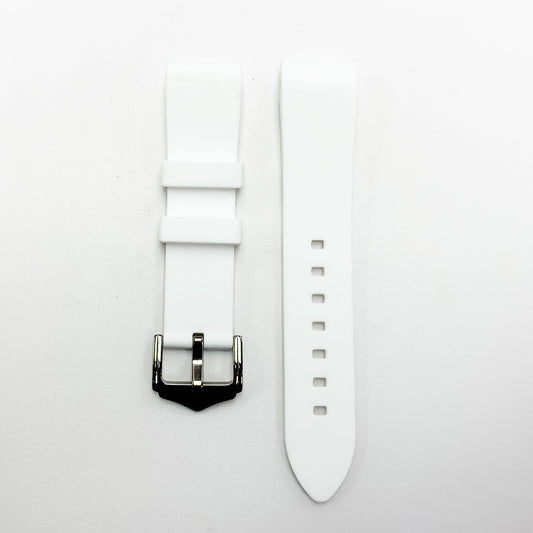 20 MM Special Curve White Color Silicone Quick Release Regular Size Watch Strap Steel HR - Universal Jewelers & Watch Tools Inc.