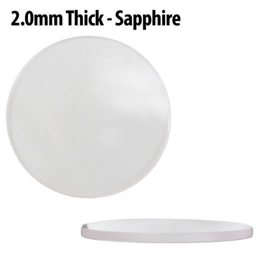 Round Flat Sapphire Watch Crystal 2.0mm Thick (Diameter 20.0mm to 42.5mm) - Universal Jewelers & Watch Tools Inc.