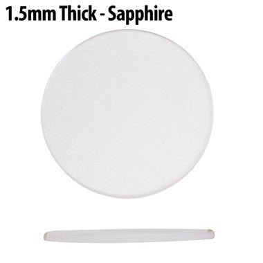 Round Flat Sapphire Watch Crystal 1.5mm Thick(Diameter 20.0mm to 42.5mm) - Universal Jewelers & Watch Tools Inc.