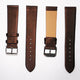 Genuine Leather Watch Band, Brown Satin Fabric Finishing, Flat Plain, 20MM , Regular Size, Stainless Steel Silver Buckle - Universal Jewelers & Watch Tools Inc.