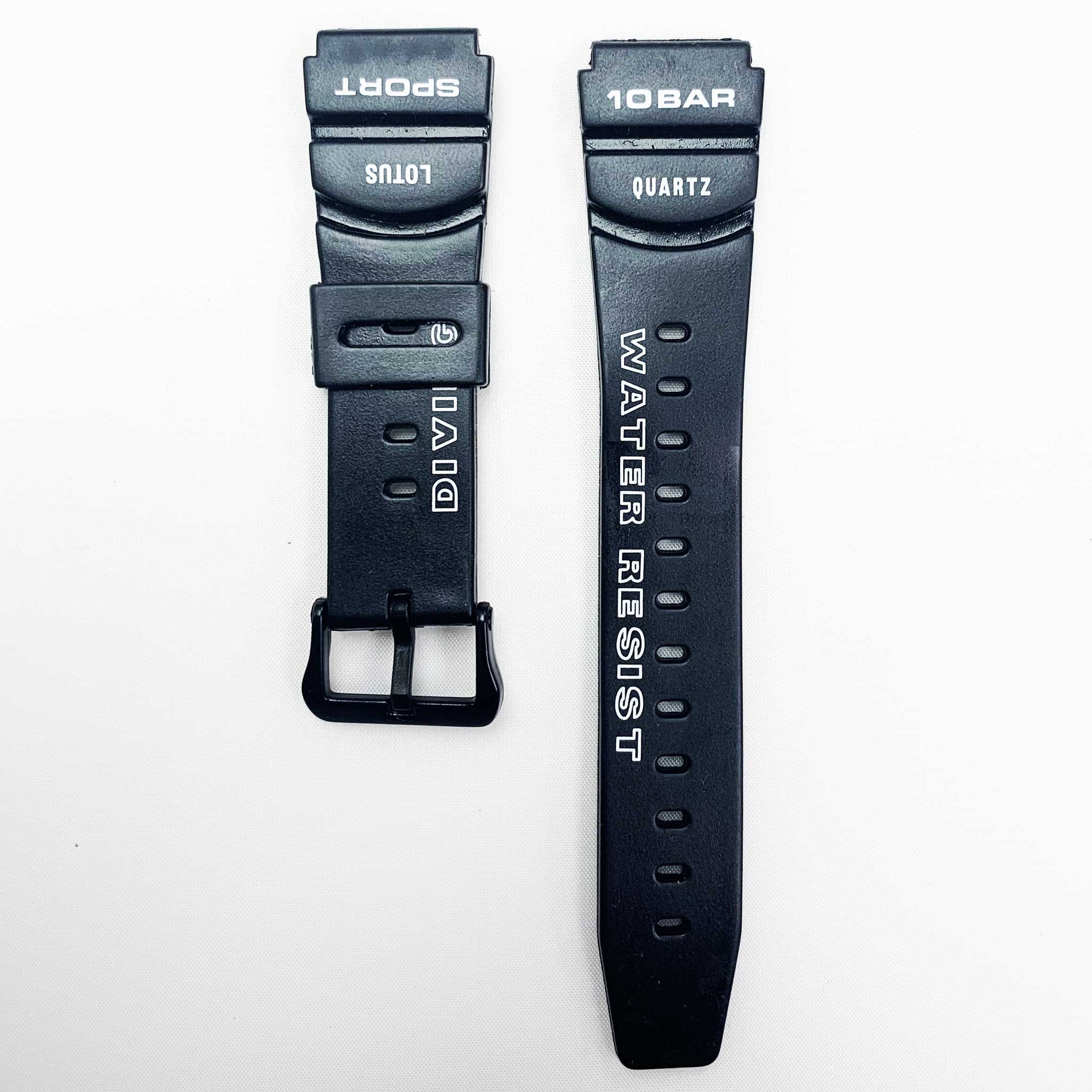 20MM PVC Plastic Watch Band Black0Bar Quartz for Casio Timex Seiko Citizen Iron Man Watches - Universal Jewelers & Watch Tools Inc.
