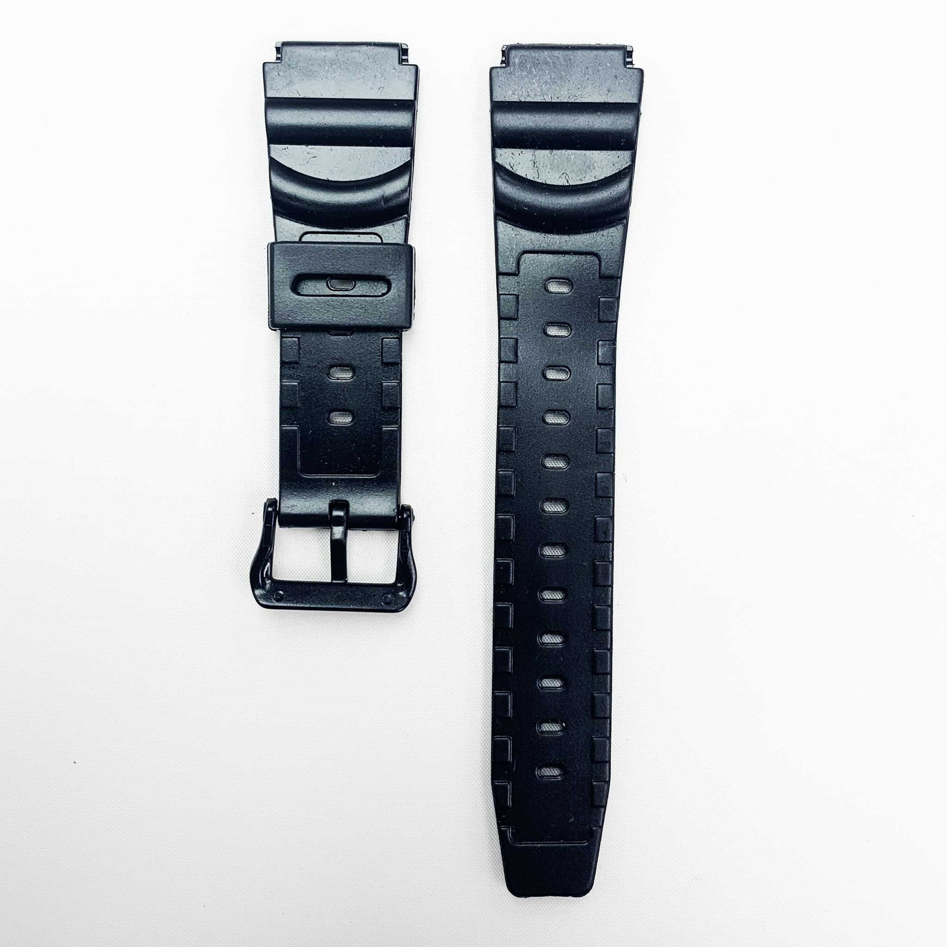 20MM PVC Plastic Watch Band Black0Bar Quartz for Casio Timex Seiko Citizen Iron Man Watches - Universal Jewelers & Watch Tools Inc.