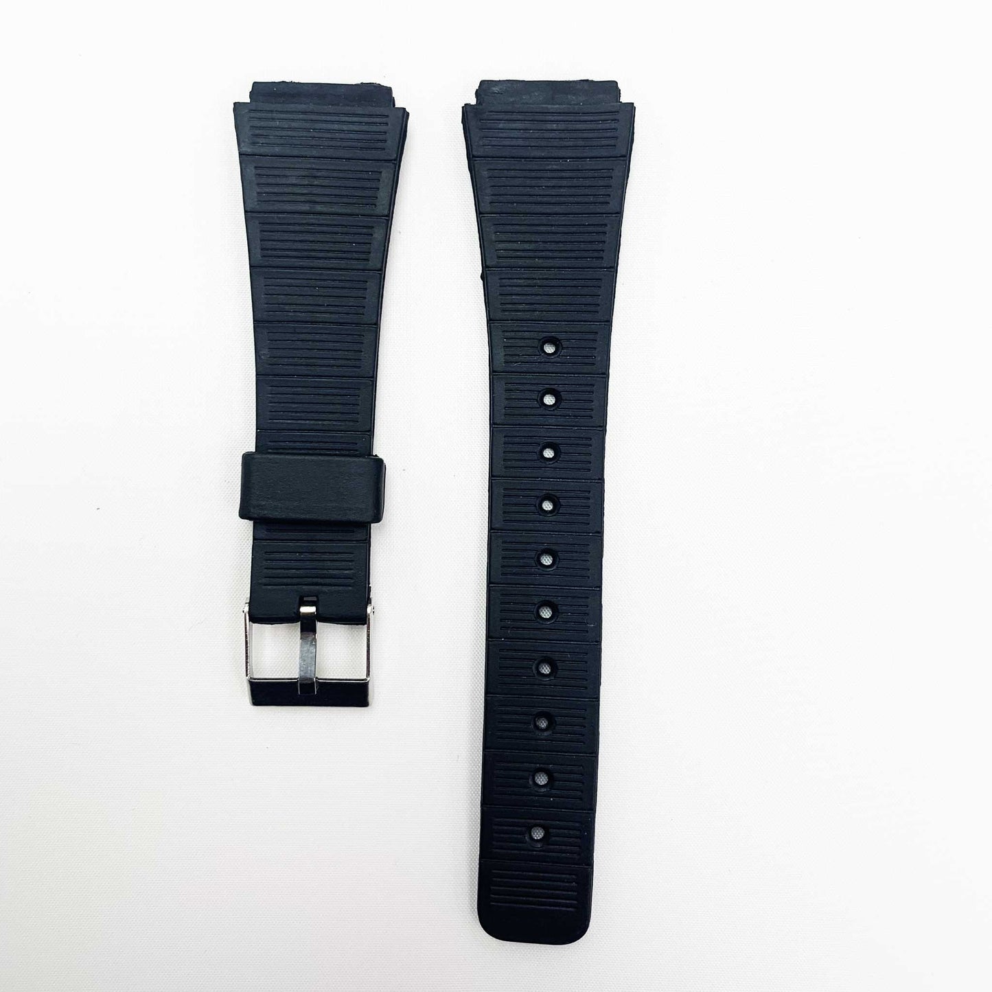 20MM PVC Plastic Watch Band Black CA20MF Special Fitting for Casio Timex Seiko Citizen Iron Man Watches - Universal Jewelers & Watch Tools Inc.