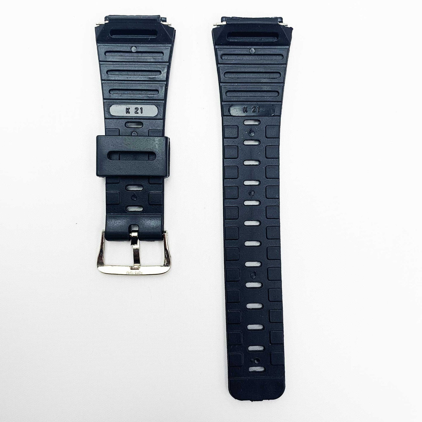 20MM PVC Plastic Watch Band Black Metal Style Special Fitting for Casio Timex Seiko Citizen Iron Man Watches - Universal Jewelers & Watch Tools Inc.
