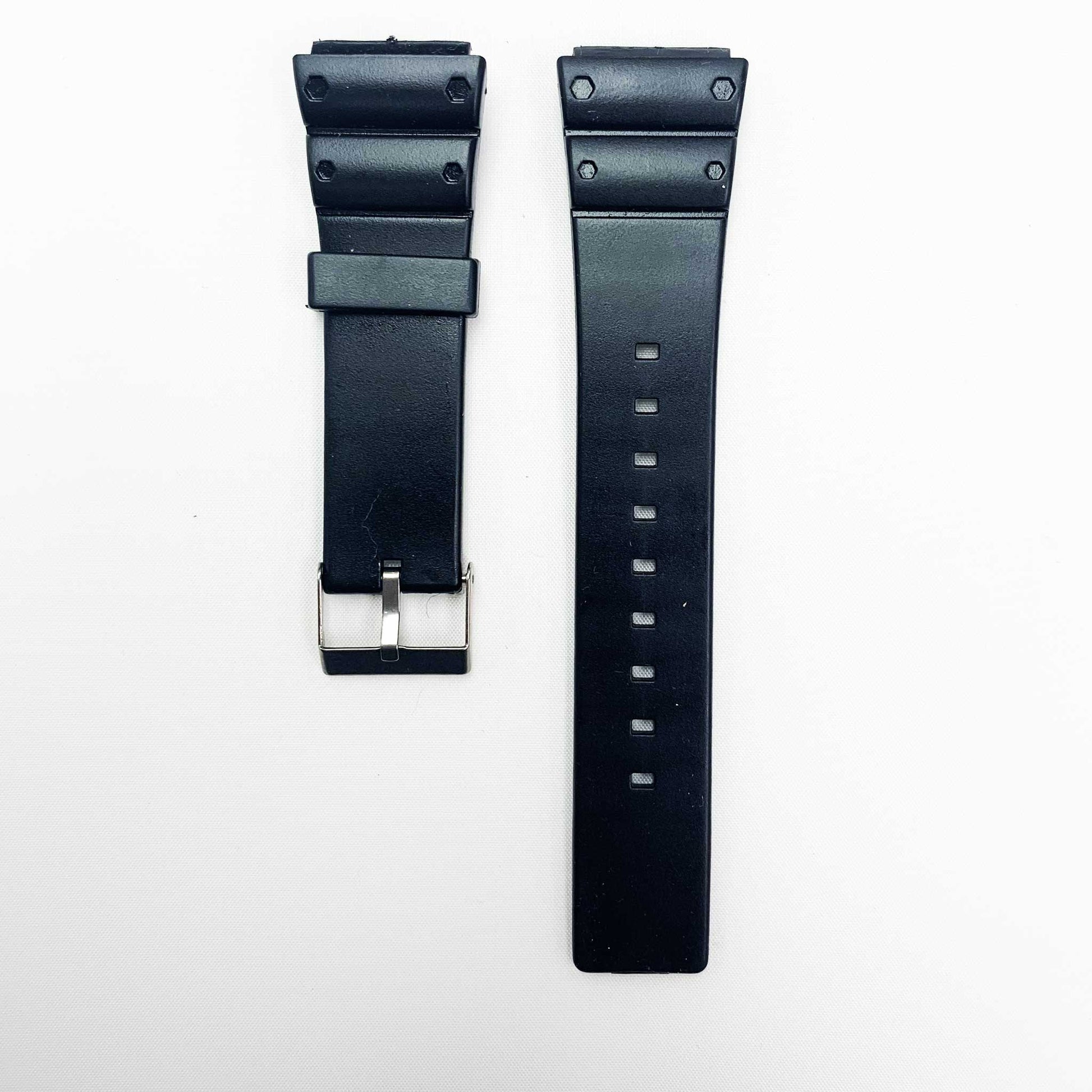 20MM PVC Plastic Watch Band Black Plain Special Fitting for Casio Timex Seiko Citizen Iron Man Watches - Universal Jewelers & Watch Tools Inc.