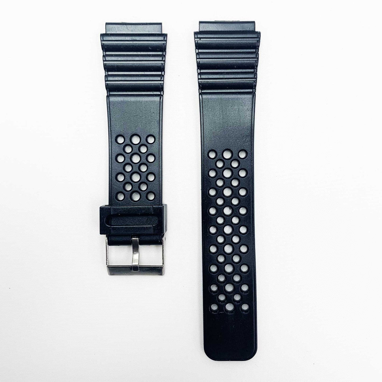 20MM PVC Plastic Watch Band Black Smart Design for Casio Timex Seiko Citizen Iron Man Watches - Universal Jewelers & Watch Tools Inc.