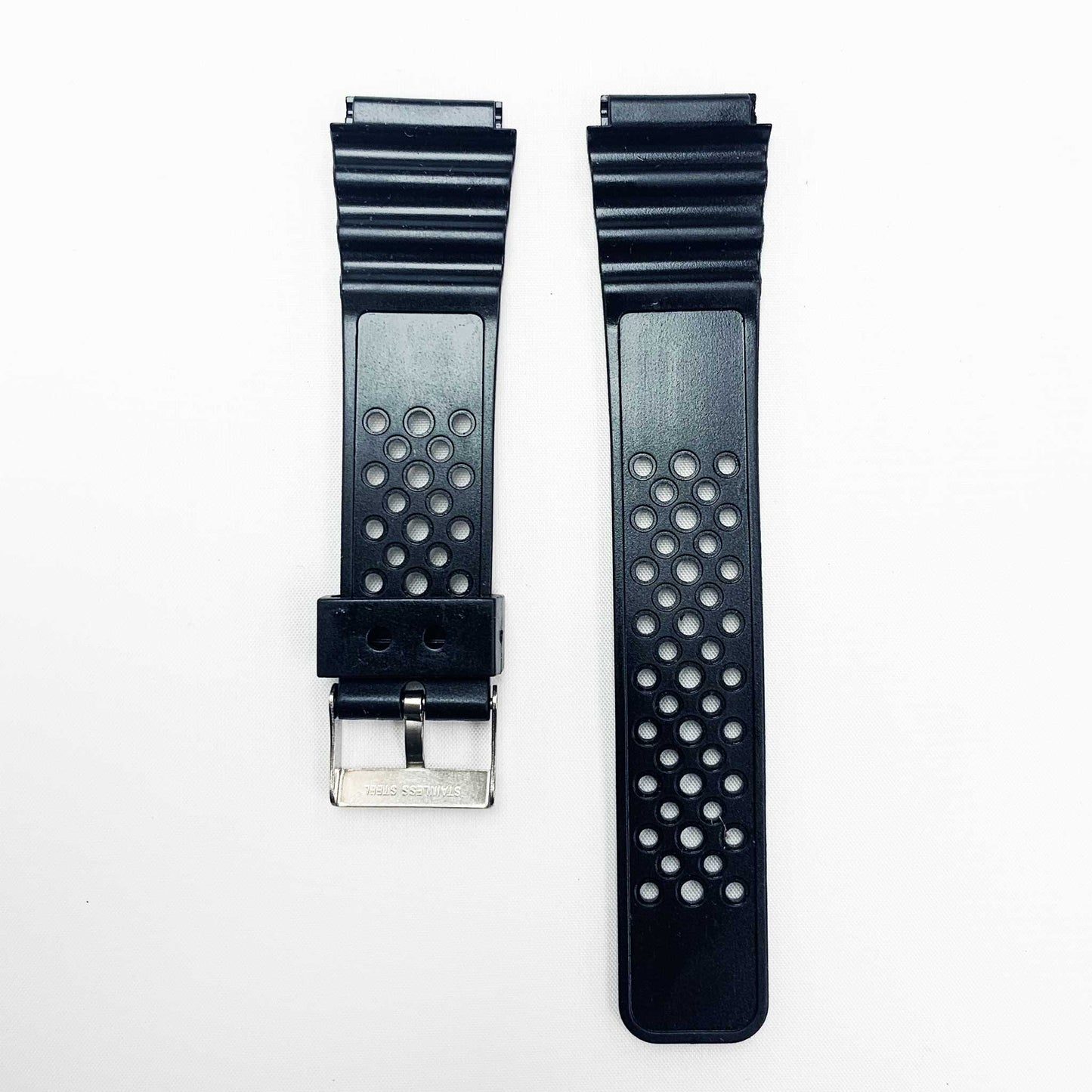 20MM PVC Plastic Watch Band Black Smart Design for Casio Timex Seiko Citizen Iron Man Watches - Universal Jewelers & Watch Tools Inc.