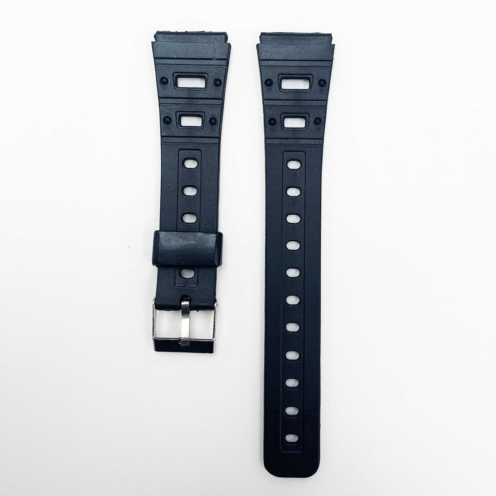20MM PVC Plastic Watch Band Black Sports for Casio Timex Seiko Citizen Iron Man Watches - Universal Jewelers & Watch Tools Inc.