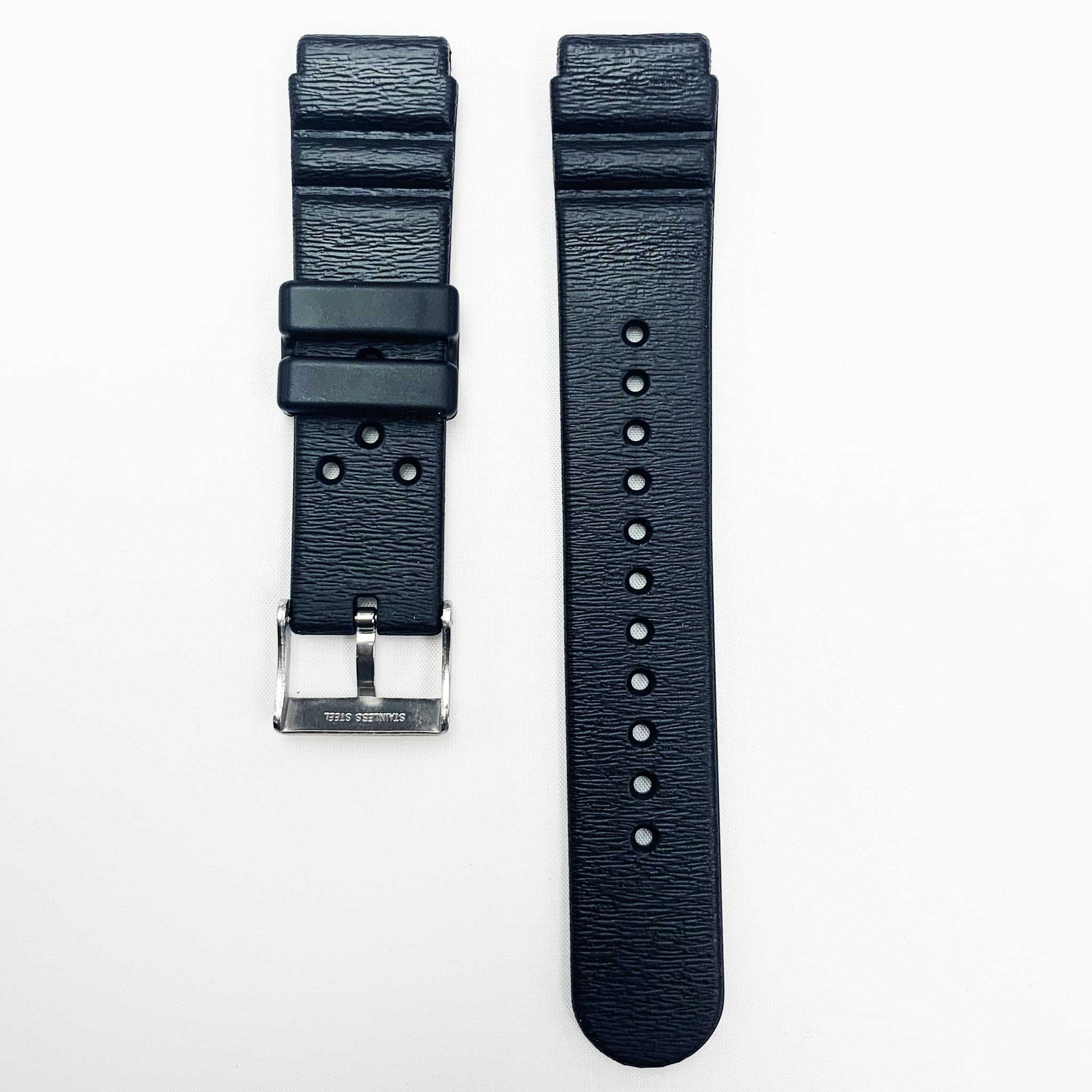 20MM PVC Plastic Watch Band Black Thin Sporty for Casio Timex Seiko Citizen Iron Man Watches - Universal Jewelers & Watch Tools Inc.