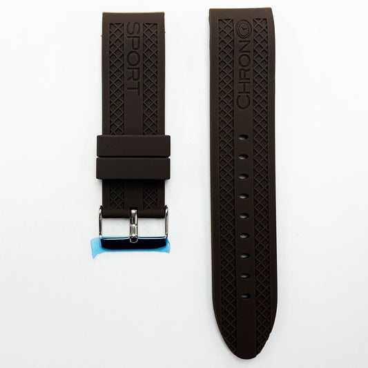 22 MM Silicone Curve Watch Band Coffee Color Quick Release Regular Size Watch Strap Steel HR - Universal Jewelers & Watch Tools Inc.