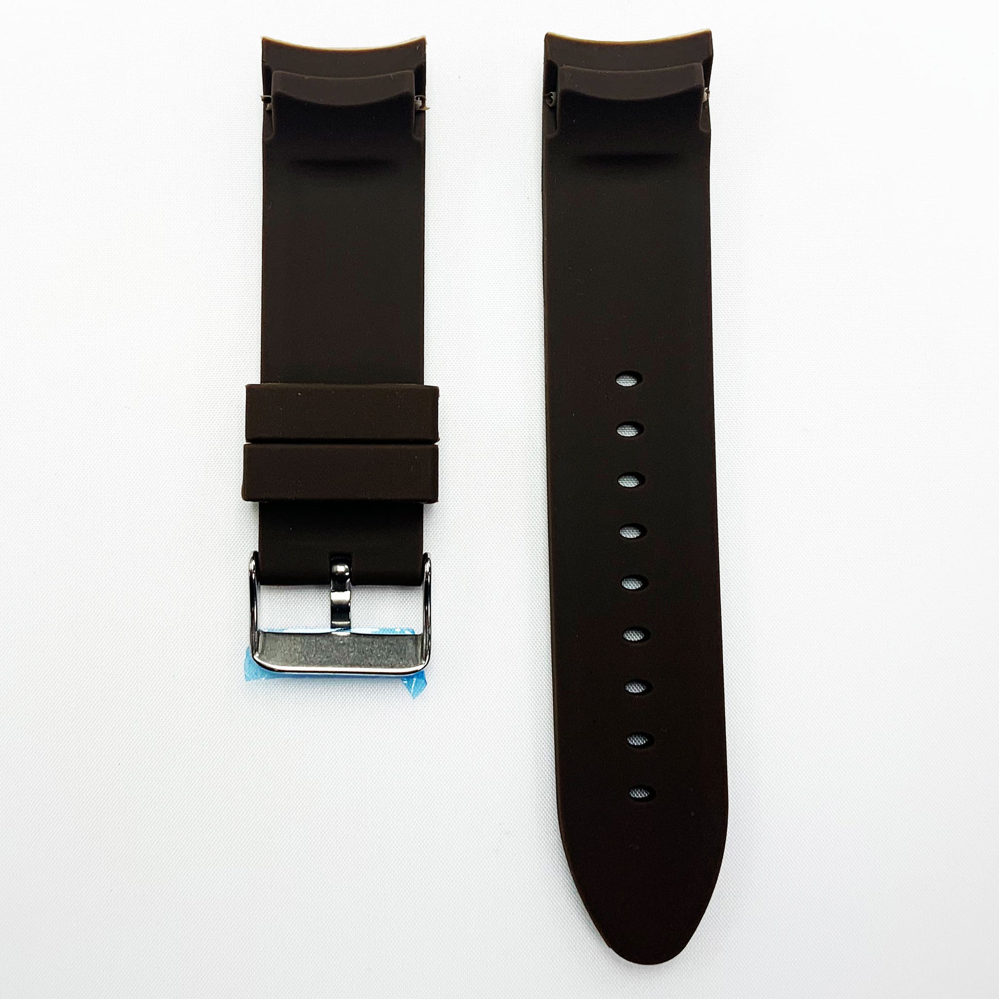 22 MM Silicone Curve Watch Band Coffee Color Quick Release Regular Size Watch Strap Steel HR - Universal Jewelers & Watch Tools Inc.
