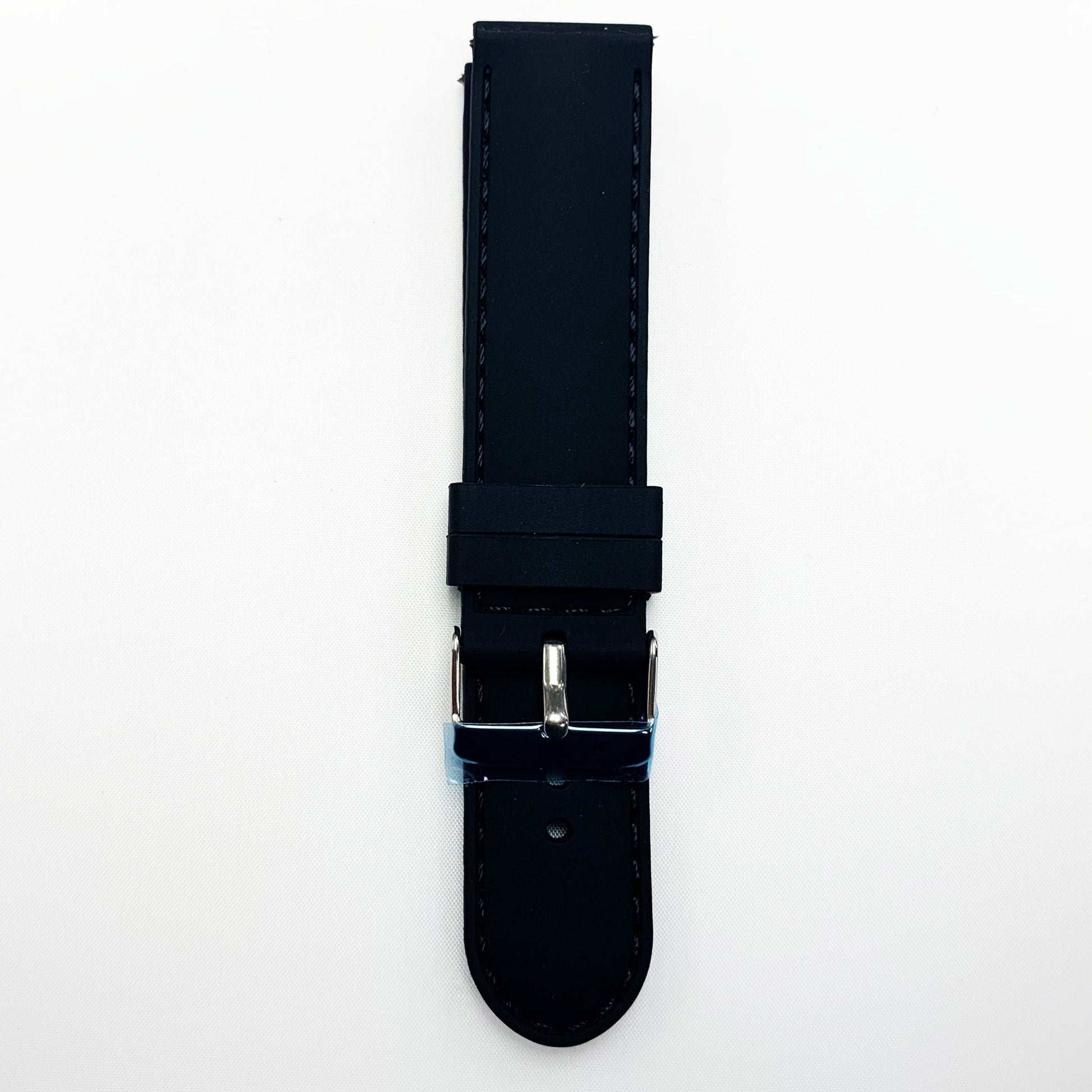 22 MM Silicone Padded Black Stitched Watch Band Black Color Quick Release Regular Size Watch Strap - Universal Jewelers & Watch Tools Inc.