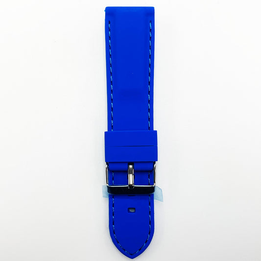 22 MM Silicone Padded Blue Stitched Watch Band Blue Color Quick Release Regular Size Watch Strap - Universal Jewelers & Watch Tools Inc.