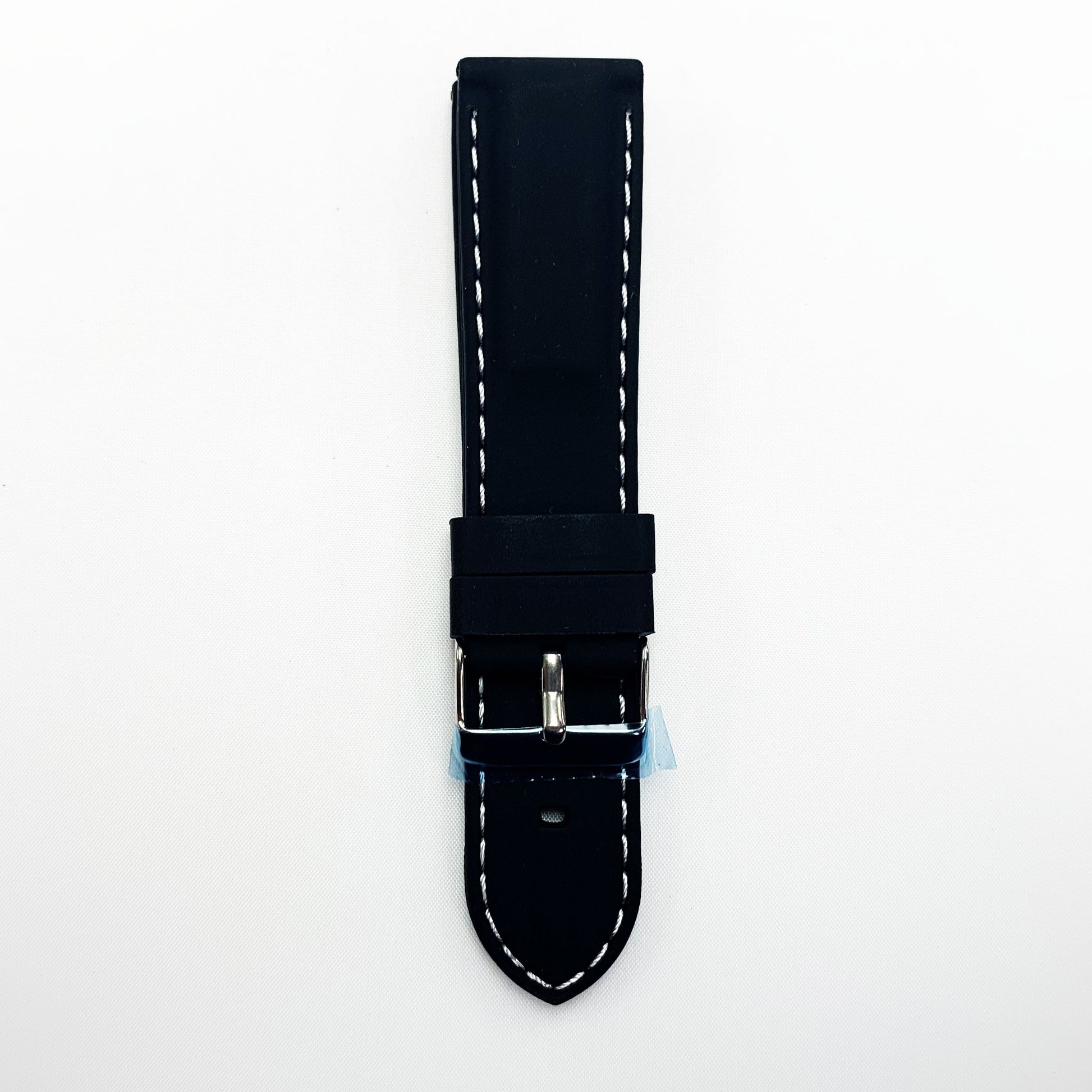 22 MM Silicone Padded White Stitched Watch Band Black Color Quick Release Regular Size Watch Strap - Universal Jewelers & Watch Tools Inc.