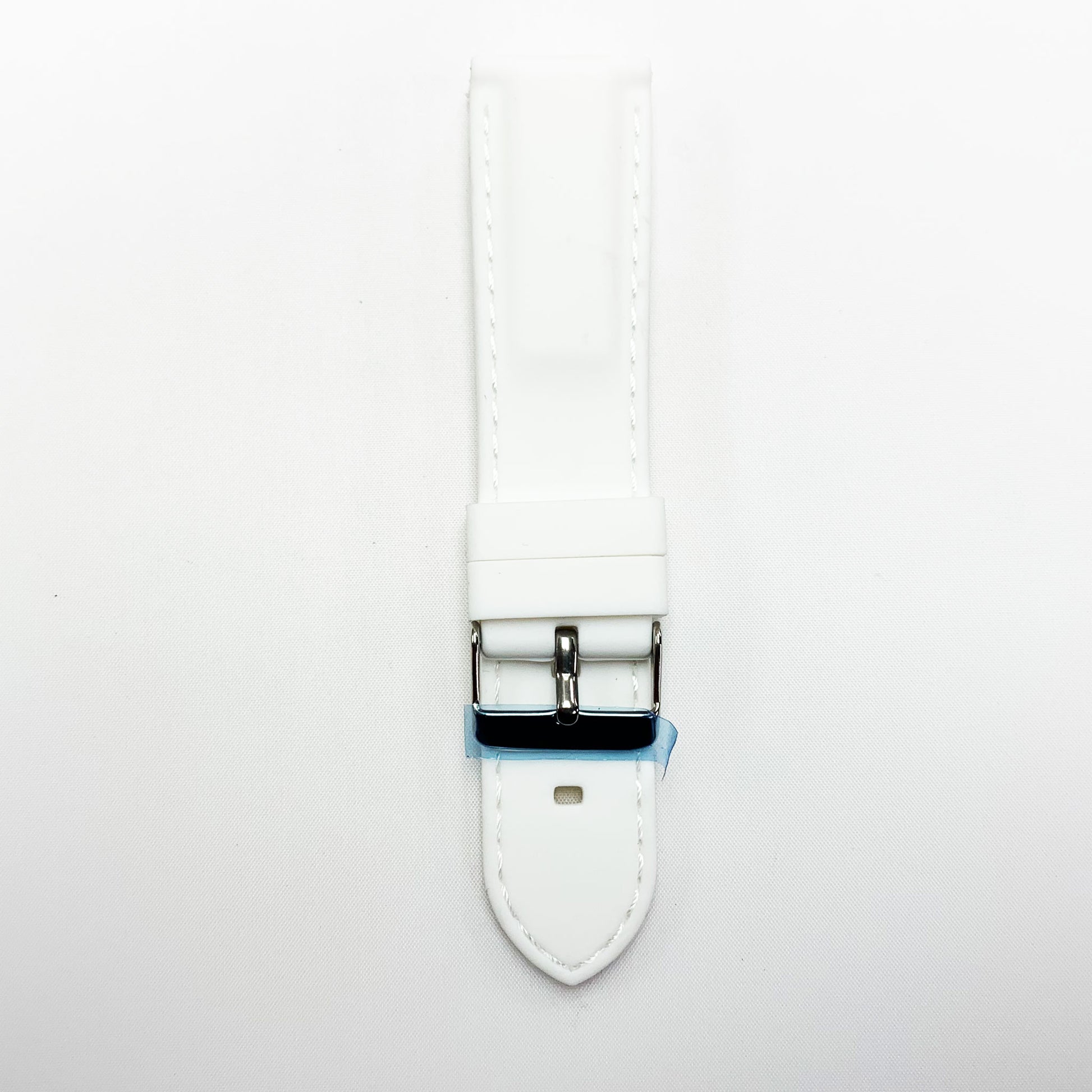 22 MM Silicone Padded White Stitched Watch Band White Color Quick Release Regular Size Watch Strap - Universal Jewelers & Watch Tools Inc.