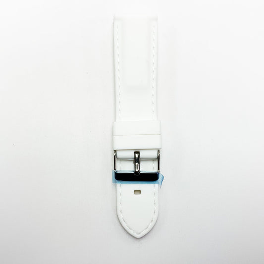 22 MM Silicone Padded White Stitched Watch Band White Color Quick Release Regular Size Watch Strap - Universal Jewelers & Watch Tools Inc.
