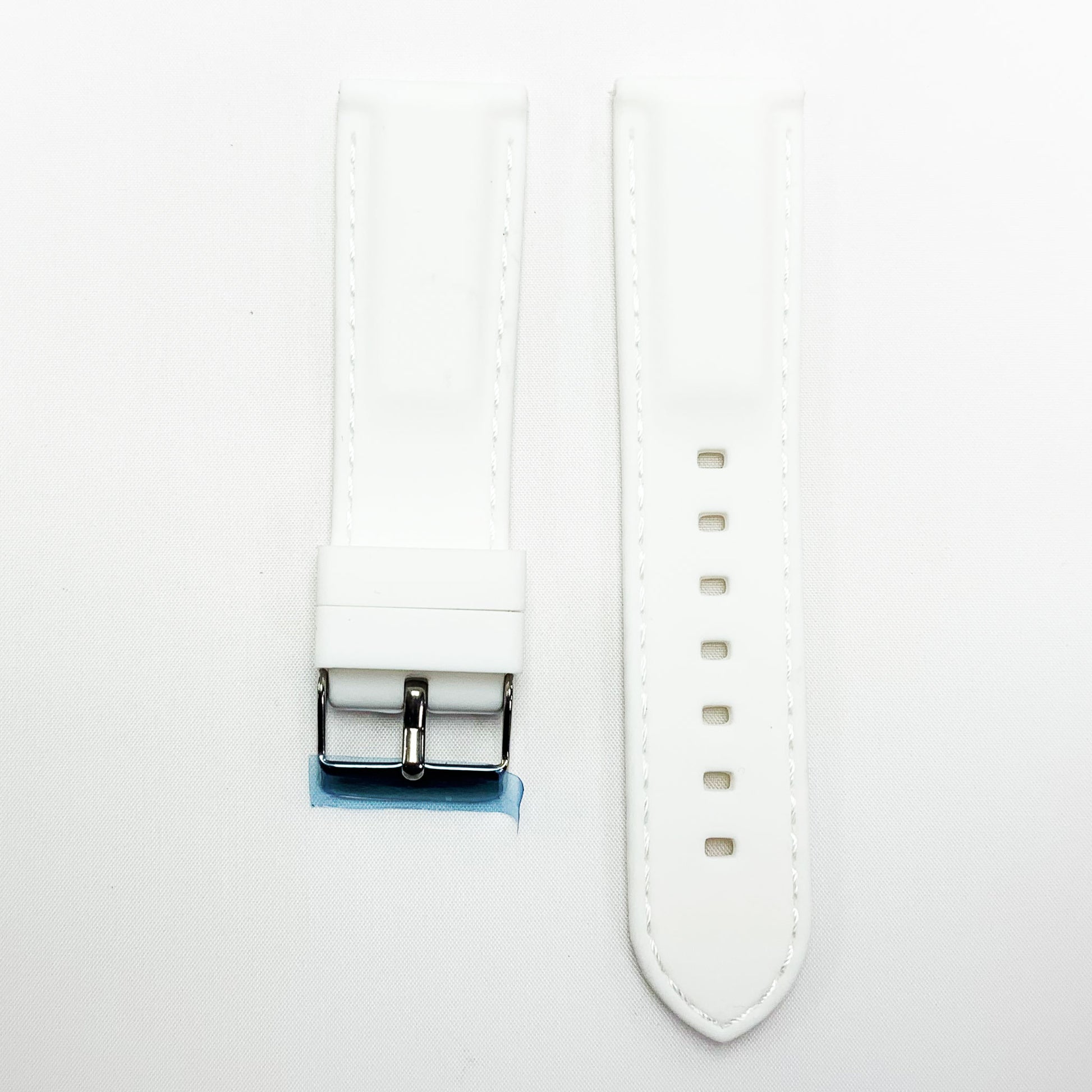 22 MM Silicone Padded White Stitched Watch Band White Color Quick Release Regular Size Watch Strap - Universal Jewelers & Watch Tools Inc.