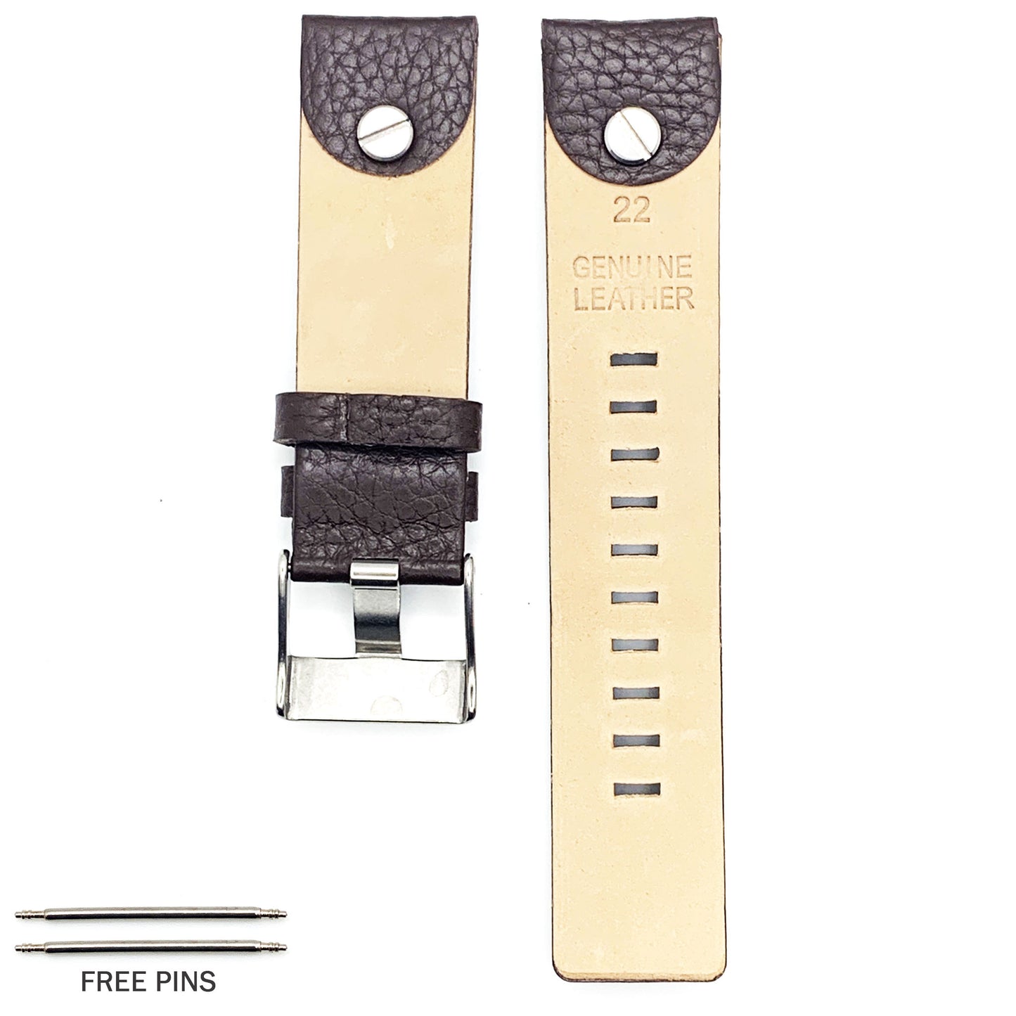 Genuine Leather Watch Band fit Diesel Watches With Screw, Black and Brown Watch Strap Replacement 22 MM to 28 MM - Universal Jewelers & Watch Tools Inc.