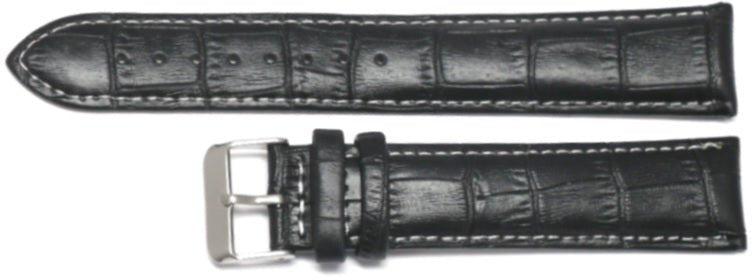 Genuine Leather Watch Band 16 - 26mm Padded Alligator Grain Stitched Black, Brown and Light Brown - Universal Jewelers & Watch Tools Inc.