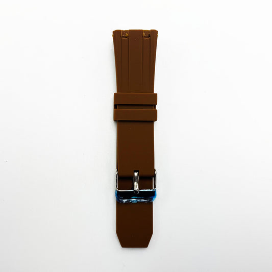 24 MM Silicone Special Double Cut Watch Band Brown Color Quick Release Regular Size Watch Strap - Universal Jewelers & Watch Tools Inc.