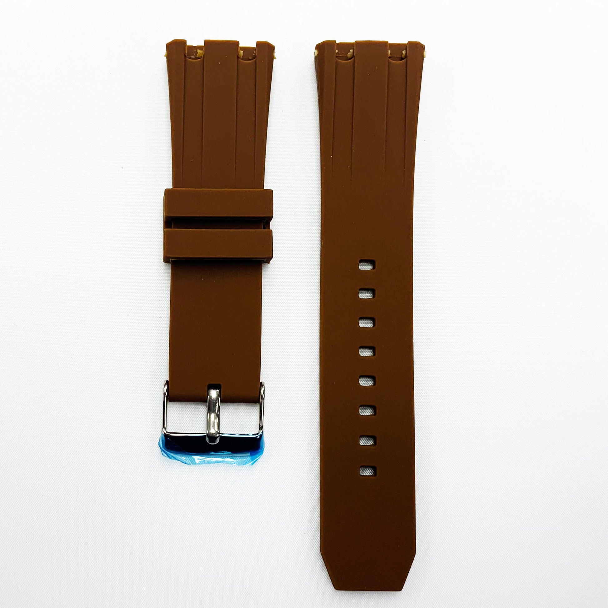 24 MM Silicone Special Double Cut Watch Band Brown Color Quick Release Regular Size Watch Strap - Universal Jewelers & Watch Tools Inc.