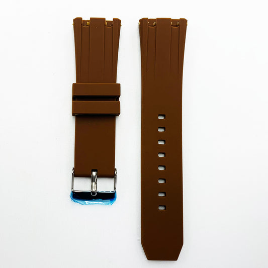 24 MM Silicone Special Double Cut Watch Band Brown Color Quick Release Regular Size Watch Strap - Universal Jewelers & Watch Tools Inc.