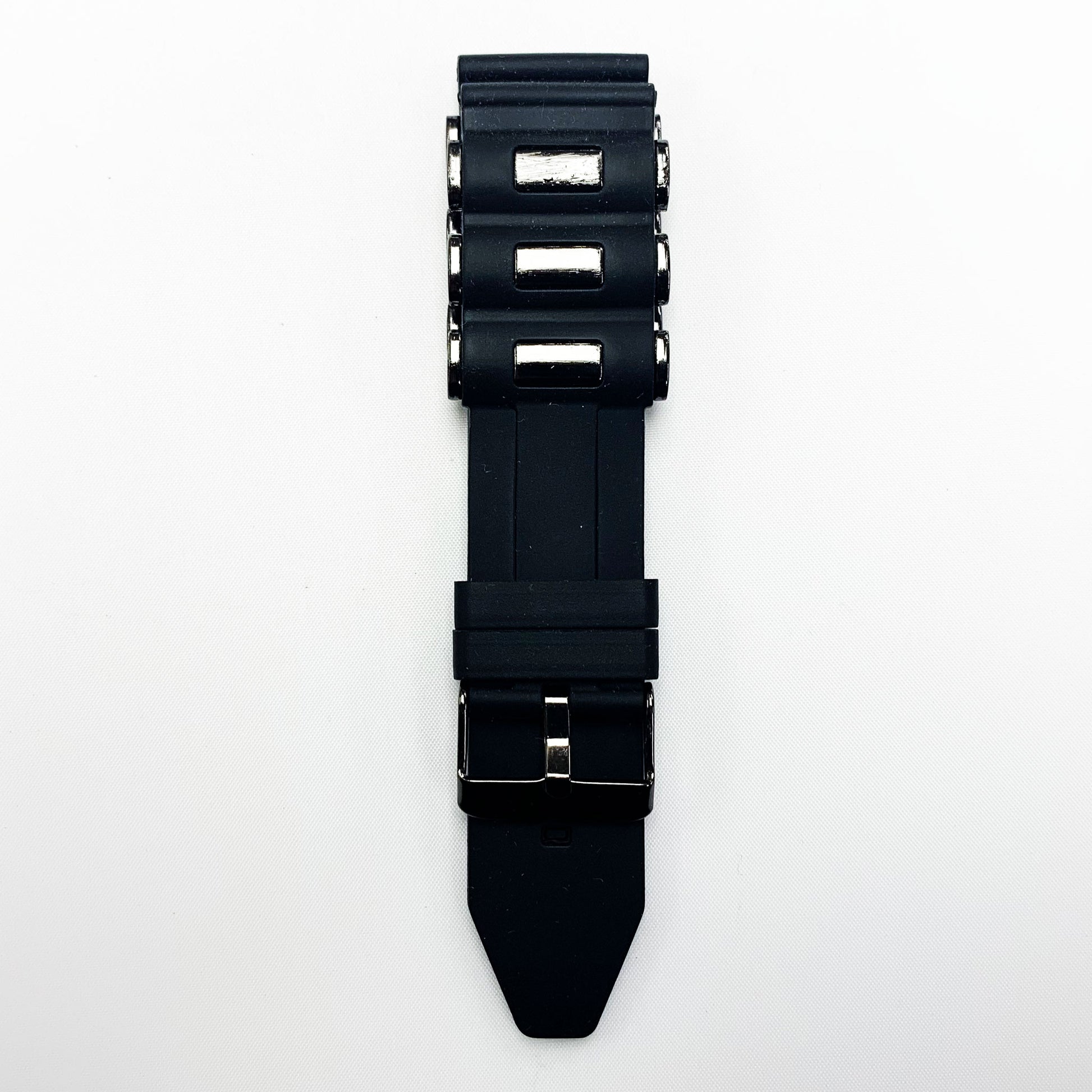 24 MM Silicone with Metal Sports Watch Band Black Color Quick Release Regular Size Watch Strap - Universal Jewelers & Watch Tools Inc.