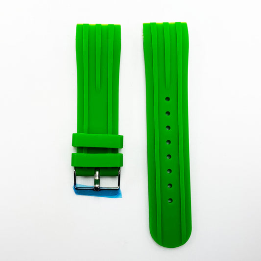 24 MM Special Curve Green Color Silicone Quick Release Regular Size Watch Strap Steel HR - Universal Jewelers & Watch Tools Inc.