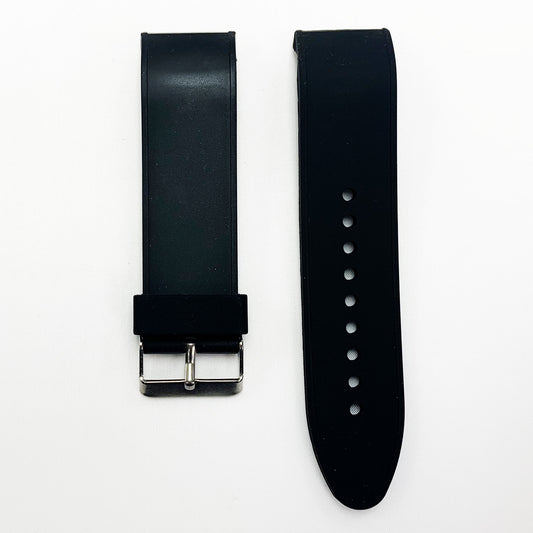 24 MM Special Curve Plain Black Color Silicone Quick Release Regular Size Watch Strap Steel HR - Universal Jewelers & Watch Tools Inc.