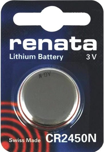 Renata Watch Battery CR 2450, 1 - pack - 1 battery Replacement, Lithium 3V, Swiss Made - Universal Jewelers & Watch Tools Inc.
