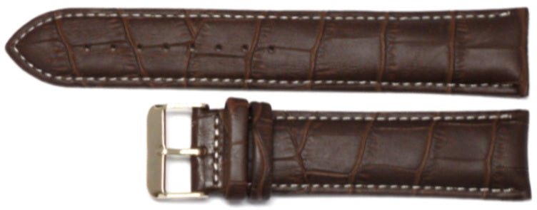 Genuine Leather Watch Band 16 - 26mm Padded Alligator Grain Stitched Black, Brown and Light Brown - Universal Jewelers & Watch Tools Inc.