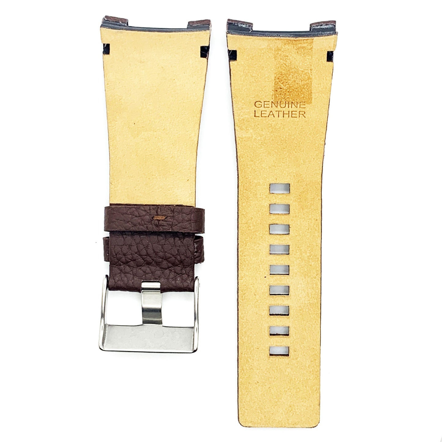 32 MM Genuine Leather Black and Dark Brown Watch Band Fits Diesel DZ1273 Watches - Universal Jewelers & Watch Tools Inc.