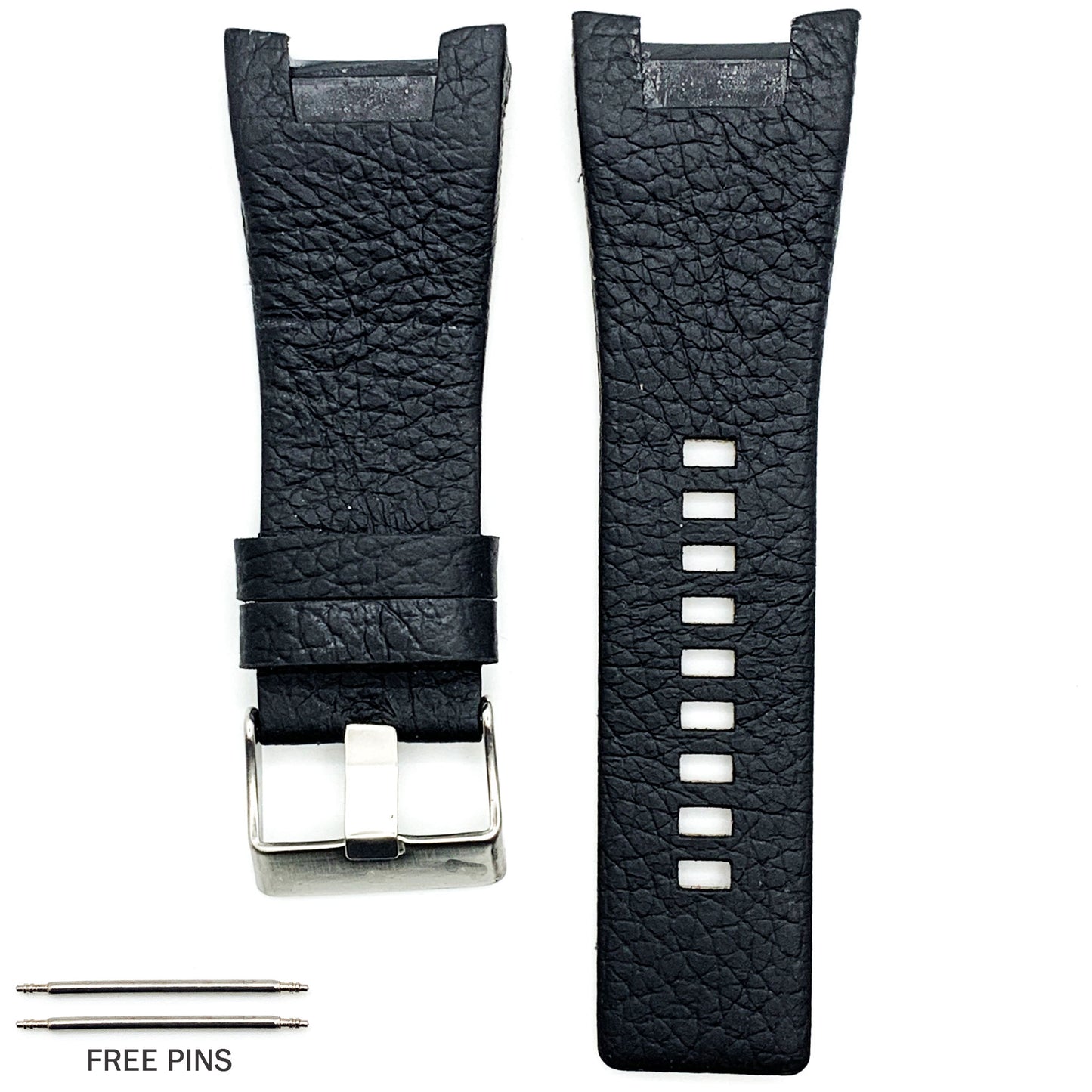 32 MM Genuine Leather Black and Dark Brown Watch Band Fits Diesel DZ1273 Watches - Universal Jewelers & Watch Tools Inc.
