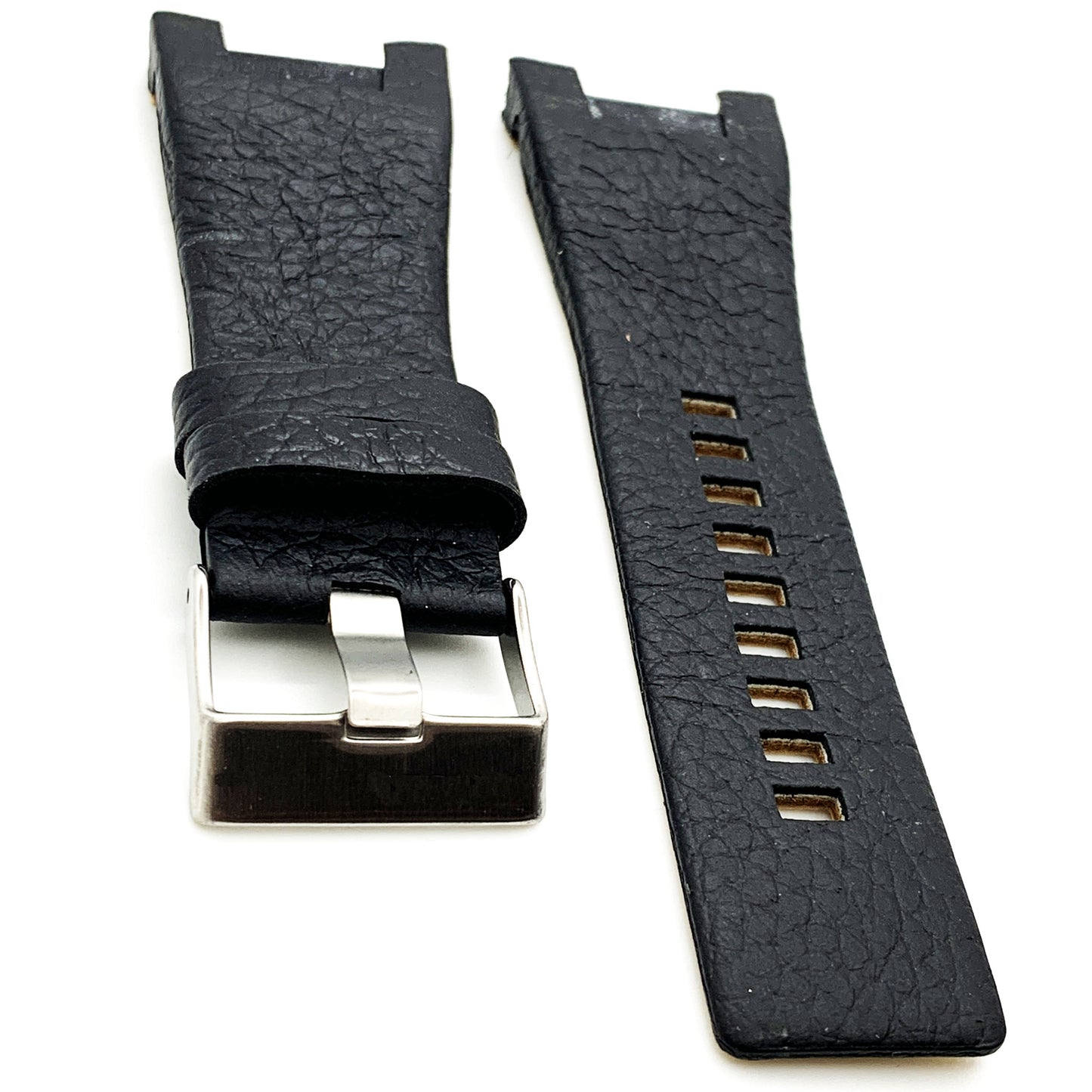 32 MM Genuine Leather Black and Dark Brown Watch Band Fits Diesel DZ1273 Watches - Universal Jewelers & Watch Tools Inc.
