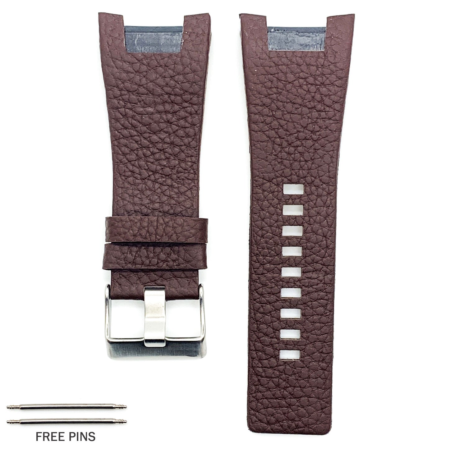 32 MM Genuine Leather Black and Dark Brown Watch Band Fits Diesel DZ1273 Watches - Universal Jewelers & Watch Tools Inc.