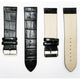 Genuine Italian Leather Alligator Style, Black Color Flat Watch Band, 22MM and 24MM, Regular Size, Stainless Steel Golden Buckle - Universal Jewelers & Watch Tools Inc.