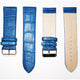 Genuine Italian Leather Alligator Style, Blue Color Flat Watch Band, 22MM and 24MM, Regular Size, Stainless Steel Golden Buckle - Universal Jewelers & Watch Tools Inc.