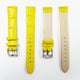 Genuine Italian Leather Alligator Style, Yellow Color Flat Watch Band, 16MM and 18MM, Regular Size, Stainless Steel Silver Buckle - Universal Jewelers & Watch Tools Inc.