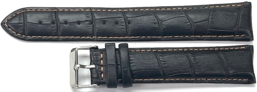 Genuine Leather Watch Band 16 - 26mm Padded Alligator Grain Stitched Black, Brown and Light Brown - Universal Jewelers & Watch Tools Inc.
