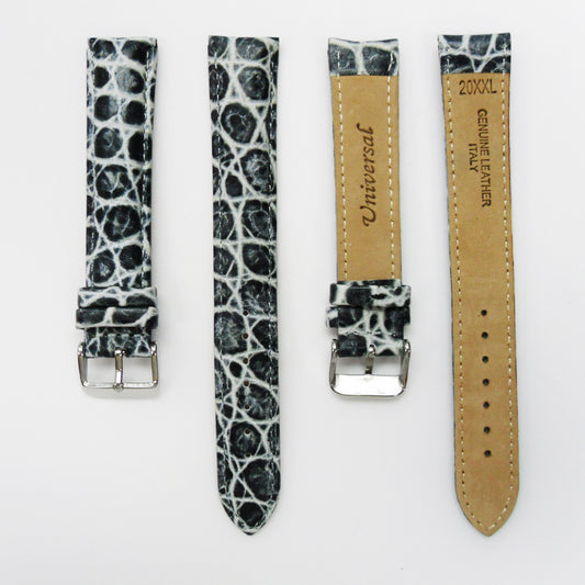 Crocodile Watch Grain Strap For Men 18 MM and 20 MM Band Grey Color, XXL Size, Watch Band Replacement - Universal Jewelers & Watch Tools Inc.