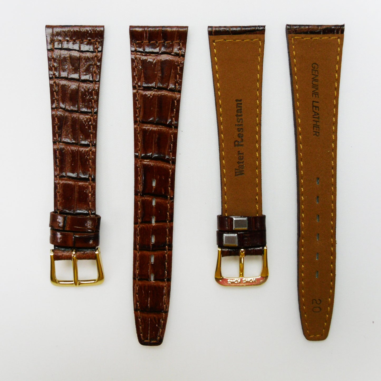Crocodile Watch Grain Strap For Men 16 MM and 20 MM Band Brown Color, Regular Size, Watch Band Replacement - Universal Jewelers & Watch Tools Inc.