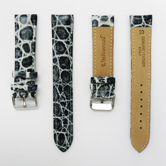 Crocodile Watch Grain Strap For Men 20 MM and 22 MM Band Grey Color, Regular Size, Watch Band Replacement - Universal Jewelers & Watch Tools Inc.