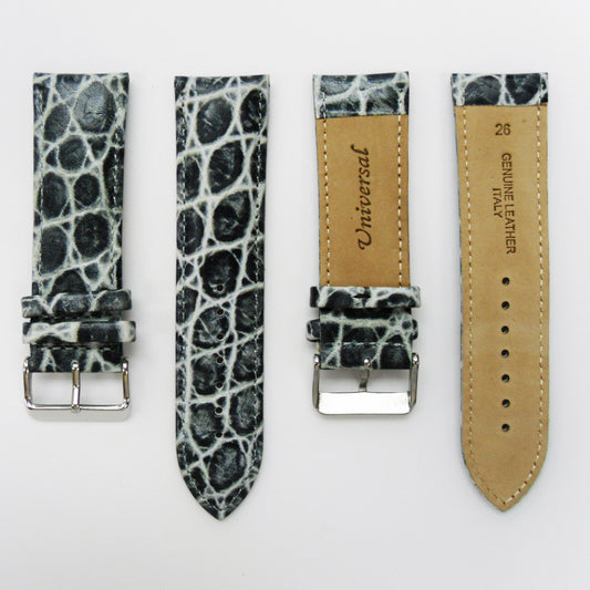 Crocodile Watch Grain Strap For Men 24 MM and 26 MM Band, Gey Color, Regular Size, Watch Band Replacement - Universal Jewelers & Watch Tools Inc.