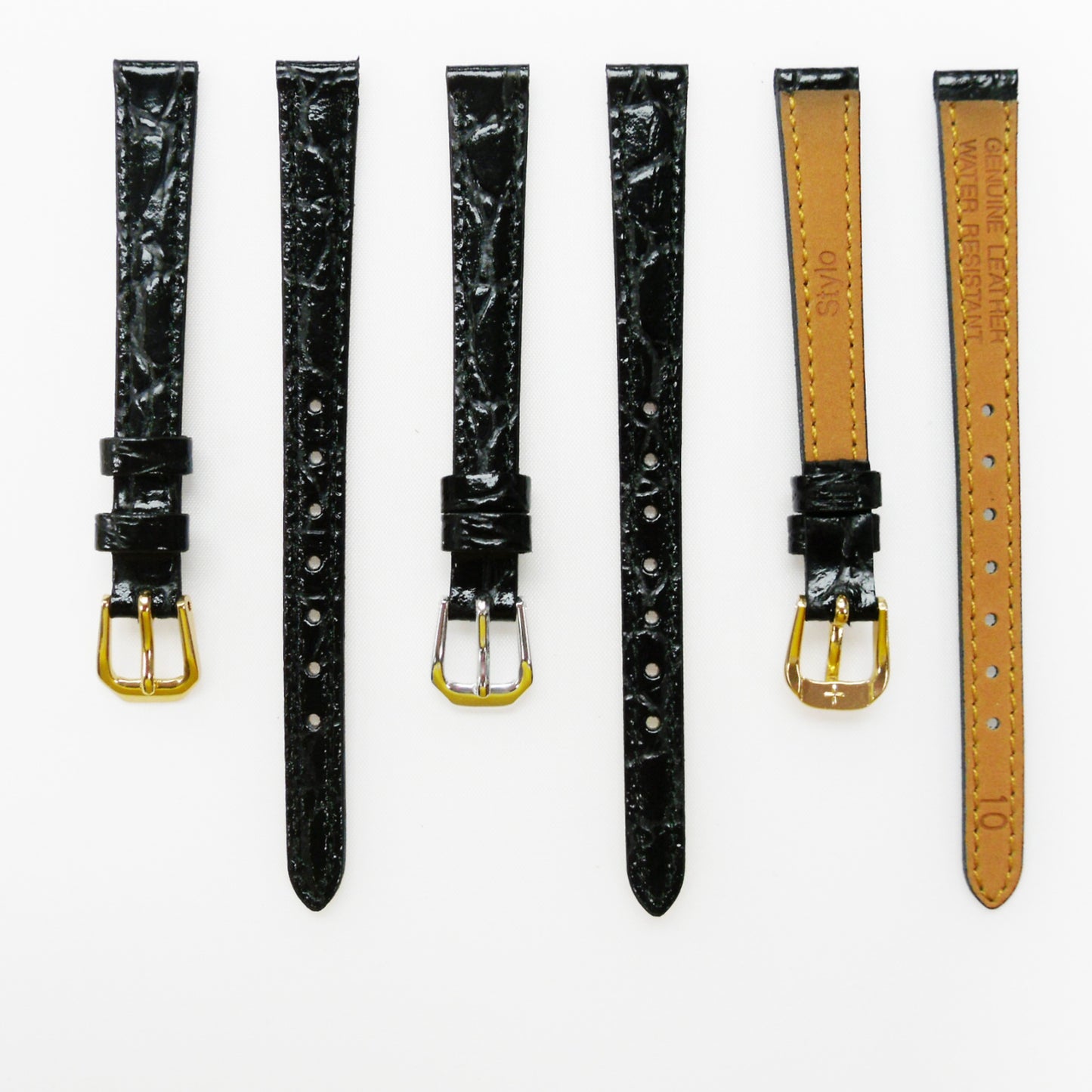 Crocodile Watch Grain Strap For Men and Women 10 MM Band Black Color, Regular Size, Watch Band Replacement - Universal Jewelers & Watch Tools Inc.